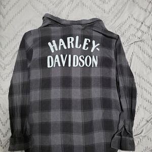 Harley-Davidson Black and Gray Checkered Shirt